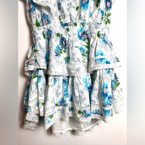 LoveShackFancy Natasha Floral Mini Dress in Blueberry Cloud Size XS - Picture 4 of 13